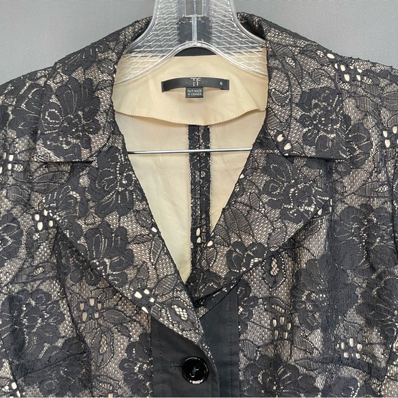 Teenflo floral black lace and pleated button down blazer office attire - Picture 12 of 12